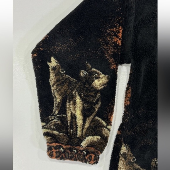 SOLD!! ❌❌❌VTG natural reflections wolf hooded zip Sherpa - Picture 4 of 6